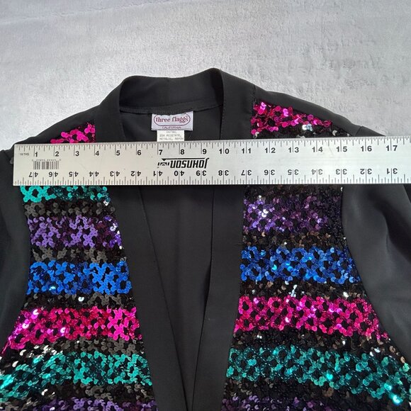 Vintage Three Flags California Women Striped Metallic Sequin Cardigan Sweater 12 - Picture 6 of 8